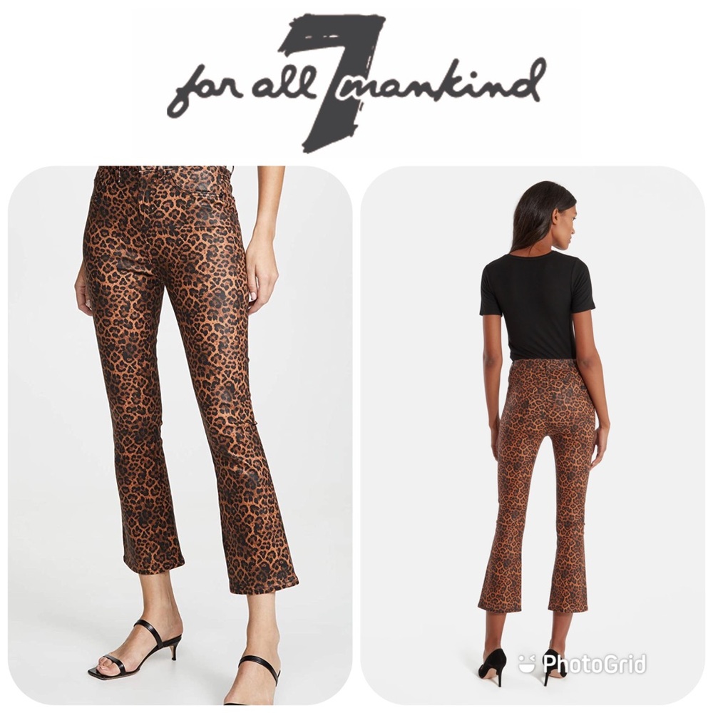 7 FOR ALL MANKIND High Waist Slim Kick Leopard Jeans Sz 34 $225 NWT!